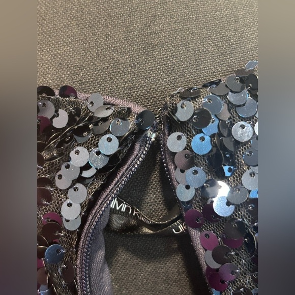 Calvin Klein Women's Dress Blue Sequin Short Sleeve V-Neck Gown - Picture 13 of 15